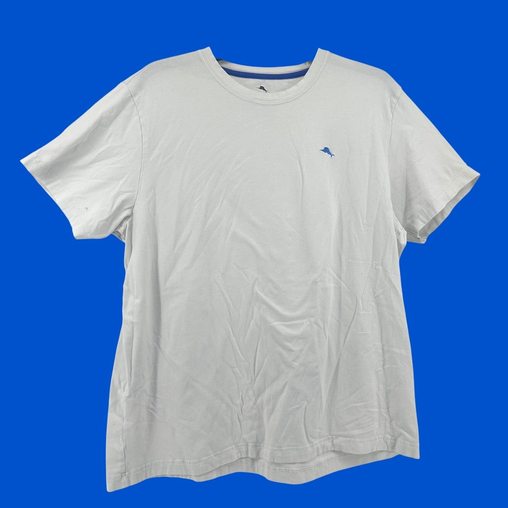 Tommy Bahama Mens Large White Cotton Stretch Marlin Logo Short Sleeve T-Shirt